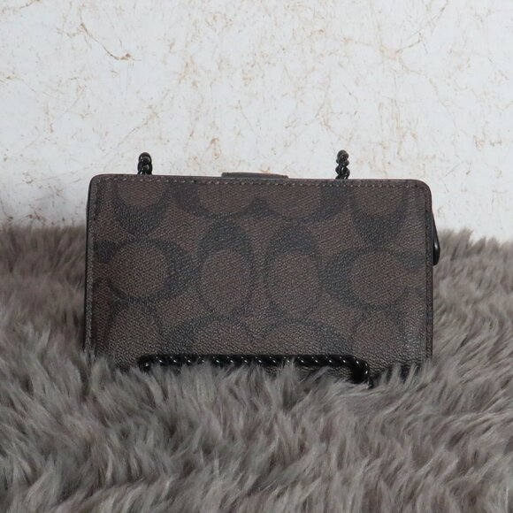Coach Signature PVC Medium Corner Zip Wallet (Black/Brown) - Picture 3 of 6